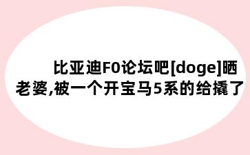 比亚迪F0论坛吧[doge]晒老婆,被一个开宝马5系的给撬了